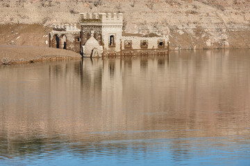 Sau reservoir. Climate change and desertification. Dryness in Catalonia. Barcelona