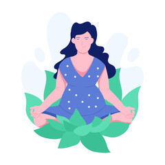 Pregnancy meditation illustration in flat style 