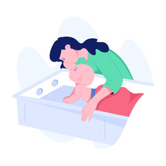 A flat style illustration of maternity love 