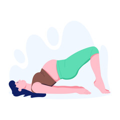 A pregnancy yoga pose illustration in flat style 