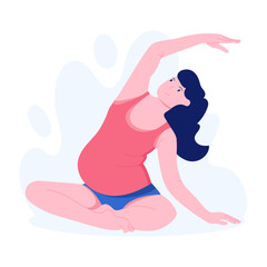 A flat style illustration of pregnancy exercise 