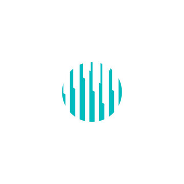 Circle with parallel lines as logo or icon building