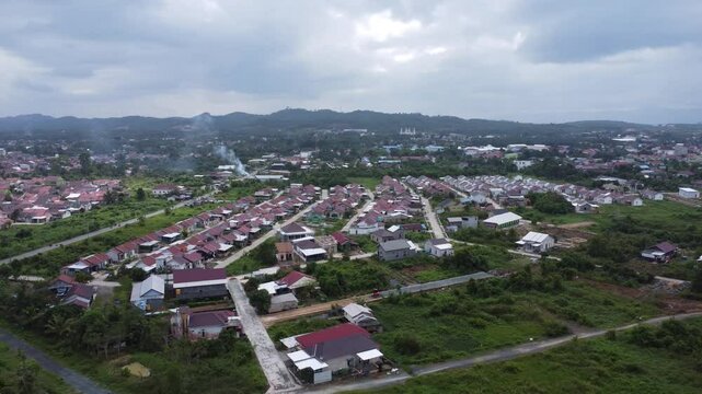 Aerial view of subsidized housing development in South Kalimantan