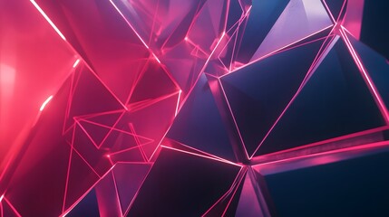 Abstract Geometric Structure with Neon Pink Lines