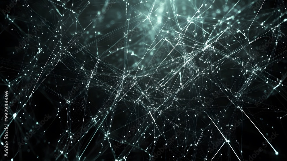 Aufkleber abstract network of interconnected lines and glowing points