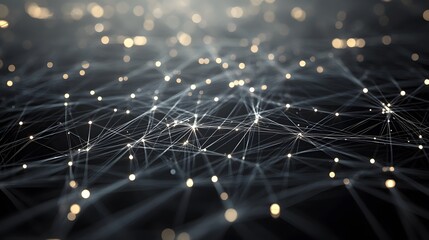 Abstract Network of White Lines and Glowing Lights