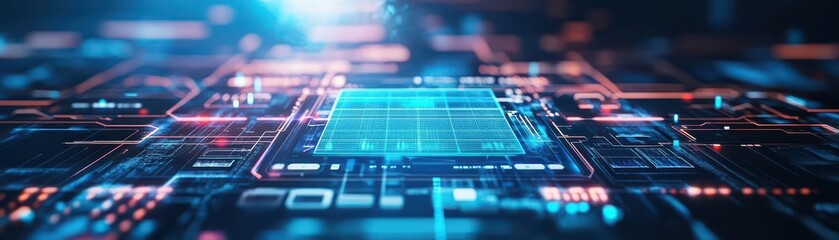 Digital temperature tracker, floating holographic display, sleek modern environment, blue tones