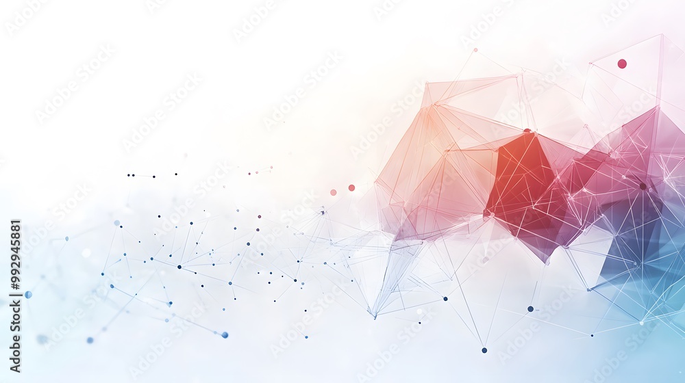 Poster abstract polygonal network with connected dots and lines
