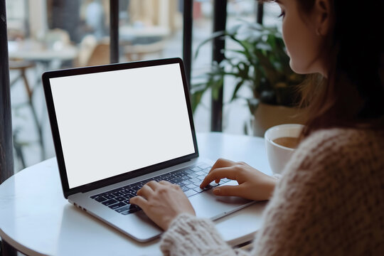 The white mockup interface template is for an internet profile sign-up process on a laptop display. 