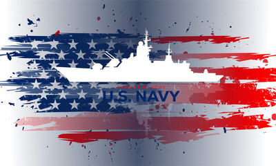 Happy birthday US Navy October 13 , Vector Illustration