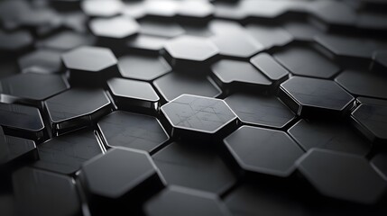 Obraz premium Abstract Pattern of Black Hexagons with Shiny Edges