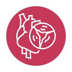 Valvular heart disease black line icon.
