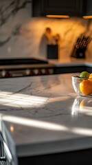 Elegant Polished Marble Countertop in Soft Ambient Lighting