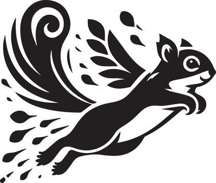 recommend clip art: black Flying Squirrel simple vector, Flying Squirrel logo vector black and white