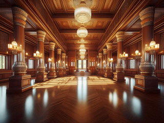 Fototapeta premium A peaceful and shady temple hall