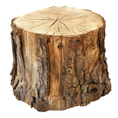 Wooden tree log trunk stump wood isolated on transparent or white background