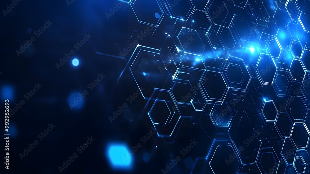 Poster abstract digital background with glowing hexagon pattern