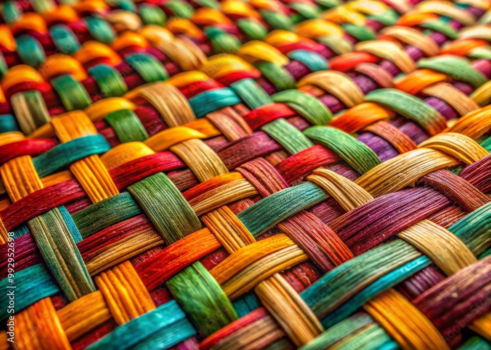 Poster intricately woven patterns in natural fibers and earthy colors yield unique textures, ideal for craf