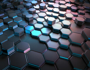 A Futuristic 3D background featuring a pattern of interlocking hexagons