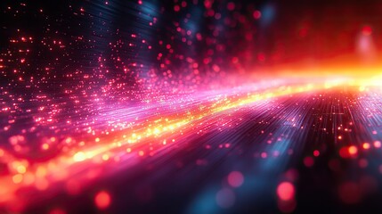 Obraz premium An abstract futuristic background with vibrant, glowing lines shaped by advanced technology.