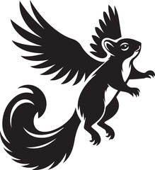 black Flying Squirrel simple vector, Flying Squirrel logo vector black and white