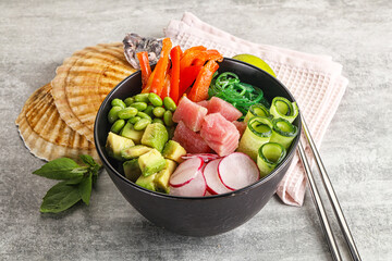 Hawaiian cuisine - poke with tuna and rice