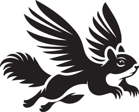 recommend clip art: black Flying Squirrel simple vector, Flying Squirrel logo vector black and white
