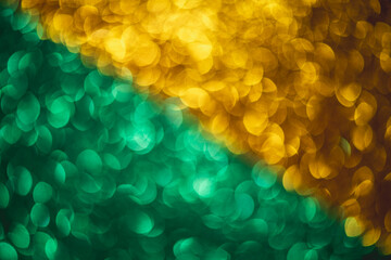 Shiny golden and green glitter luxury background, blurry sparkling lights texture, perfect for...