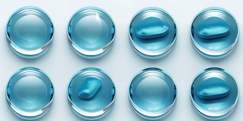 Shiny Button. Aqua Pill Design for Interactive Web Interface and Icon