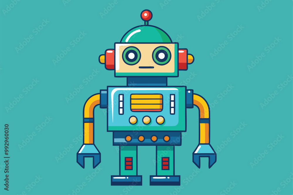 Aufkleber a colorful robot illustration stands ready for customization, showcasing unique design features and 
