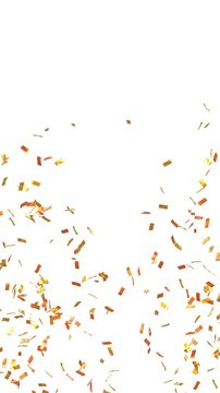 explosion de confettis dor&eacute;s qui montent sur les c&ocirc;t&eacute;s - format vertical - rendu 3D