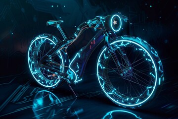 Futuristic Bike with Glowing Wheels