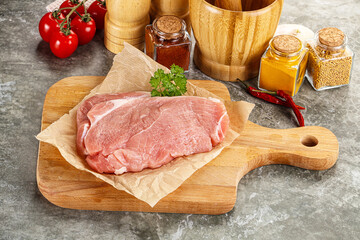 Raw pork schnitzel for cooking