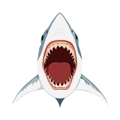 Naklejka premium Great white shark ripping with opened mouth vector image, isolated on white bckground 