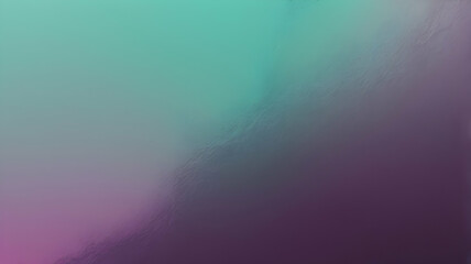 Gradient transition from deep neon plum purple to intense mint turquoise, accented by a glow of light and a rough, grainy texture.
