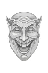 Naklejka premium Theatre masks drama and comedy vector image, isolated on white bckground 