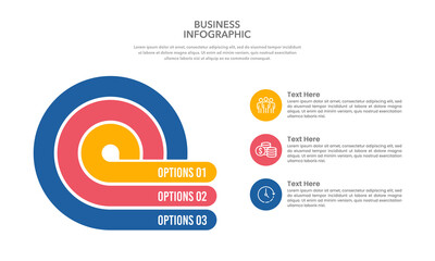 Infographic target with 3 steps to success. Business goal, Business presentation, Planning, and Management. Vector illustration.