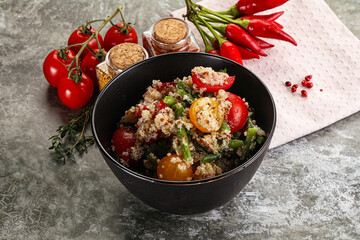 Vegan boiled quinoa with vegetables