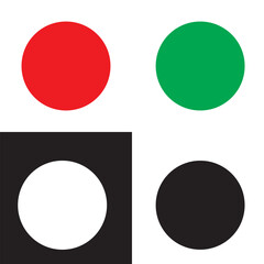 Huge green, red, black, and white dot on white and black  background. Green, red, black, and white  dot vector. Vector illustration EPS 10