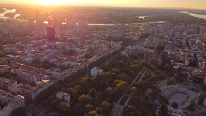 High angle view of Belgrade, capital of Serbia.