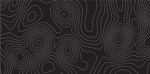 Abstract white on black background Topographic line map pattern. Contour elevation topographic and textured Background Modern design with black background with topographic wavy patted.	
