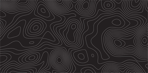 Abstract white on black background Topographic line map pattern. Contour elevation topographic and textured Background Modern design with black background with topographic wavy patted.	
