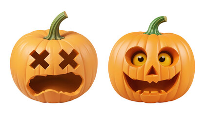 3d rendering halloween pumpkins isolated on transparent background, PNG file add