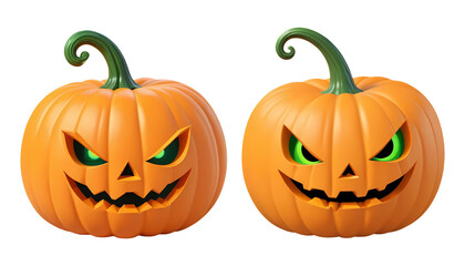 3d rendering halloween pumpkins isolated on transparent background, PNG file add