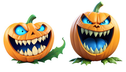 3d rendering halloween pumpkins isolated on transparent background, PNG file add