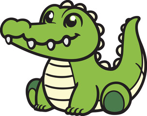 crocodile icon cartoon style design vector art illustration