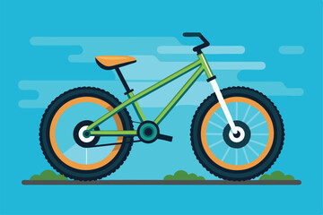 Fototapeta premium A colorful, customizable bicycle design suitable for various creative uses and projects, Customizable semi-flat bike trial illustration.
