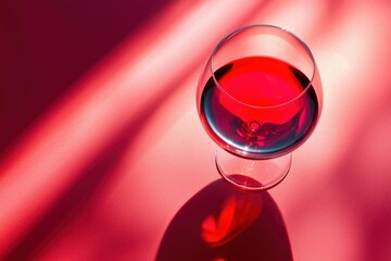 A Glass of Red Wine on a Red Surface