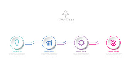 Vector infographic business presentation template with circular interconnection with 4 options.