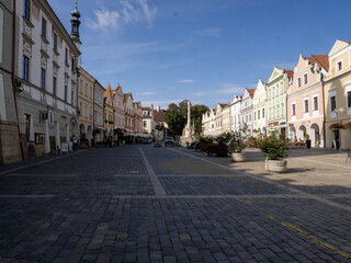 Original houses on the historic Třeboň Square, Czech Republic